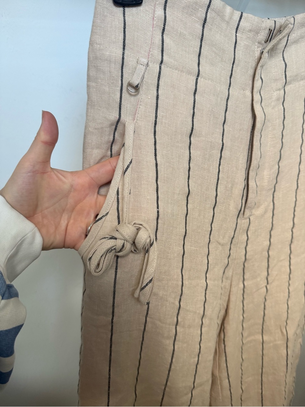 ASTR The Label Beige Striped Drawstring High Waisted Pant - Picture 3 of 8